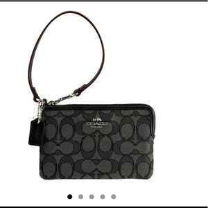 Coach Corner Zip Outline Canvas Wristlet